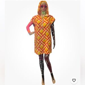 Tracy Feith Womens Hooded  Tunic Cover Up Dress Orange Pockets 100% Linen Size M